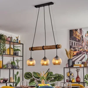 hofstein Koyoto Suspension, Boule lumineuse, Suspension Écru, Noir, 3 lumières* Lampes Modernes
