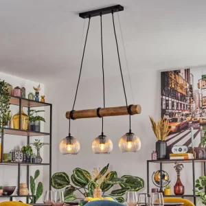 hofstein Koyoto Suspension, Boule lumineuse, Suspension Écru, Noir, 3 lumières* Lampes Modernes