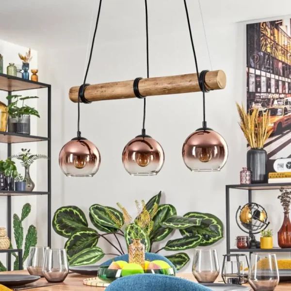 hofstein Koyoto Suspension, Boule lumineuse, Suspension Écru, Noir, 3 lumières* Lampes Modernes