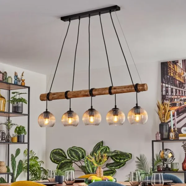 hofstein Koyoto Suspension, Boule lumineuse, Suspension Écru, Noir, 5 lumières* Lampes Modernes