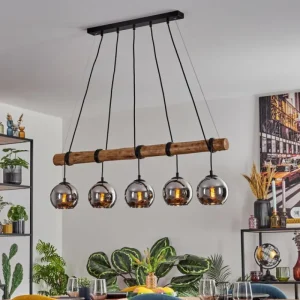 hofstein Koyoto Suspension, Boule lumineuse, Suspension Écru, Noir, 5 lumières* Lampes Modernes