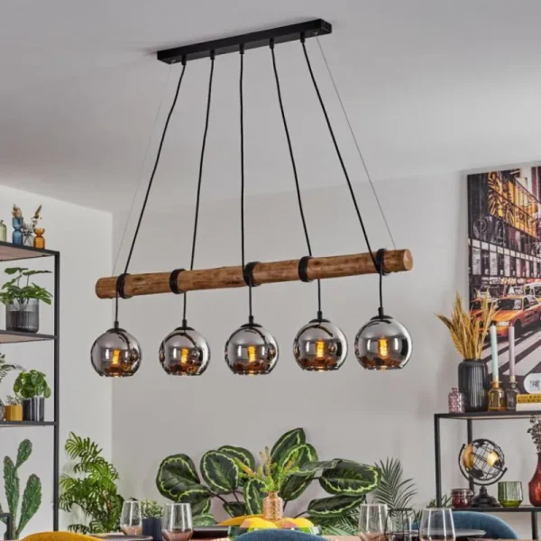 hofstein Koyoto Suspension, Boule lumineuse, Suspension Écru, Noir, 5 lumières* Lampes Modernes