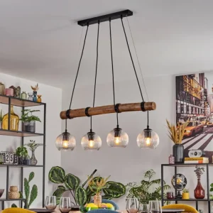 hofstein Koyoto Suspension, Boule lumineuse, Suspension Écru, Noir, 4 lumières* Lampes Modernes