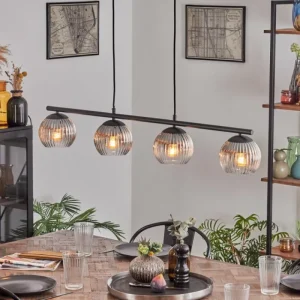 hofstein Koyoto Suspension, Boule lumineuse, Suspension Clair, Fumé, 4 lumières* Lampes Modernes