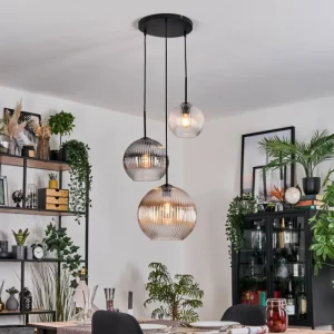 hofstein Koyoto Suspension, Boule lumineuse, Suspension 30 cm Noir, 3 lumières* Lampes Modernes