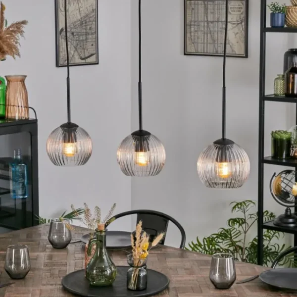 hofstein Koyoto Suspension, Boule lumineuse, Suspension Clair, 3 lumières* Lampes Modernes