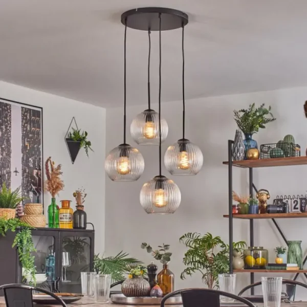 hofstein Koyoto Suspension, Boule lumineuse 35 cm Clair, 4 lumières* Lampes Modernes