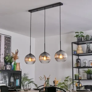 hofstein Koyoto Suspension, Boule lumineuse, Suspension Clair, Fumé, 3 lumières* Lampes Modernes