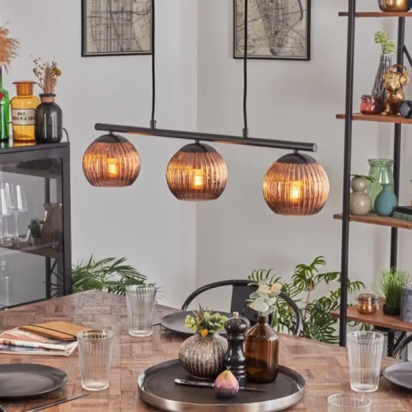 hofstein Koyoto Suspension, Boule lumineuse, Suspension Cuivré, 3 lumières* Lampes Modernes