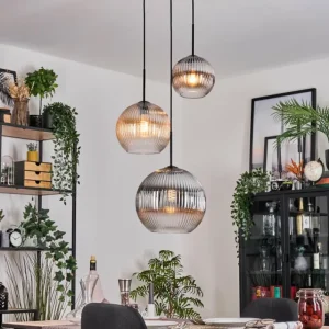 hofstein Koyoto Suspension, Boule lumineuse, Suspension, Suspension grappe Ambre, Clair, Fumé, 3 lumières* Lampes Modernes