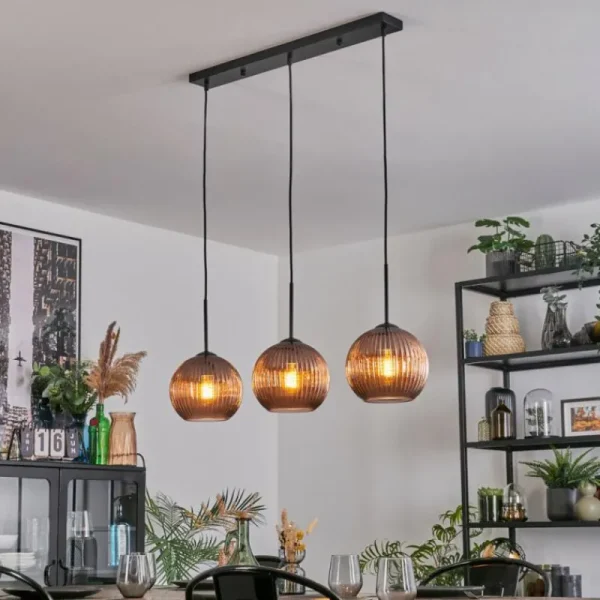 hofstein Koyoto Suspension, Boule lumineuse, Suspension Cuivré, 3 lumières* Lampes Modernes