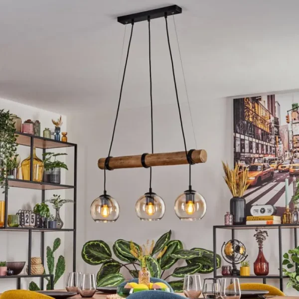 hofstein Koyoto Suspension, Boule lumineuse, Suspension Écru, Noir, 3 lumières* Lampes Modernes