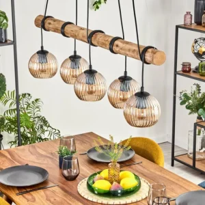 hofstein Koyoto Suspension, Boule lumineuse, Suspension Écru, Noir, 5 lumières* Lampes Modernes