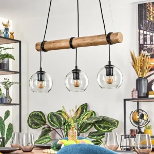 hofstein Koyoto Suspension, Boule lumineuse, Suspension Écru, Noir, 3 lumières* Lampes Modernes