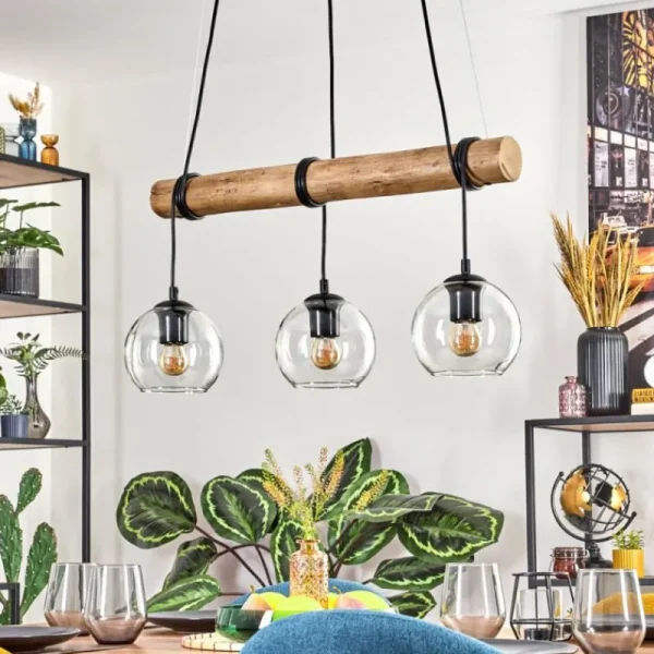 hofstein Koyoto Suspension, Boule lumineuse, Suspension Écru, Noir, 3 lumières* Lampes Modernes
