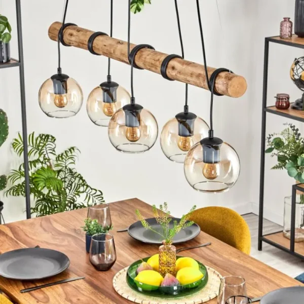 hofstein Koyoto Suspension, Boule lumineuse, Suspension Écru, Noir, 5 lumières* Lampes Modernes
