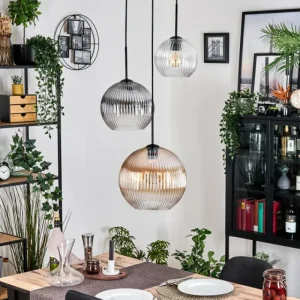 hofstein Koyoto Suspension, Boule lumineuse, Suspension 30 cm Noir, 3 lumières* Lampes Modernes