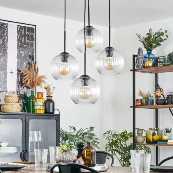 hofstein Koyoto Suspension, Boule lumineuse 35 cm Clair, 4 lumières* Lampes Modernes