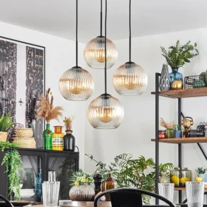 hofstein Koyoto Suspension, Boule lumineuse 35 cm Ambre, Clair, 4 lumières* Lampes Modernes