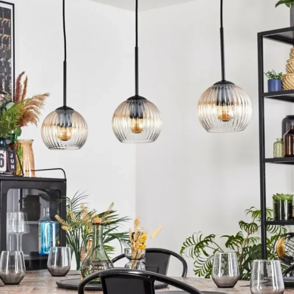 hofstein Koyoto Suspension, Boule lumineuse, Suspension Ambre, Clair, 3 lumières* Lampes Modernes