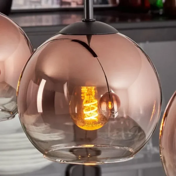hofstein Koyoto Suspension Clair, Cuivré, 4 lumières* Lampes En Verre
