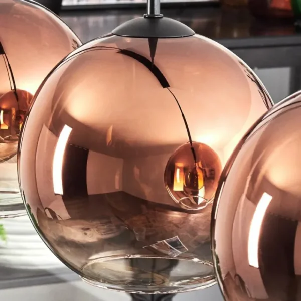 hofstein Koyoto Suspension Clair, Cuivré, 4 lumières* Lampes En Verre