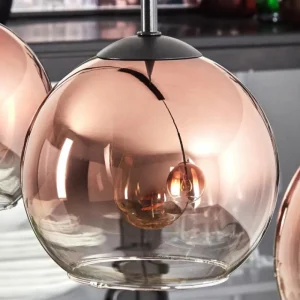 hofstein Koyoto Suspension Clair, Cuivré, 4 lumières* Lampes En Verre