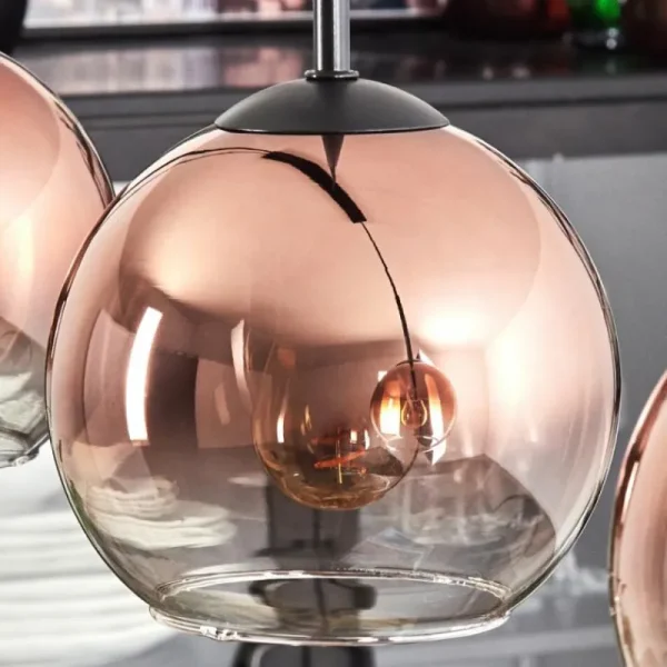 hofstein Koyoto Suspension Clair, Cuivré, 4 lumières* Lampes En Verre