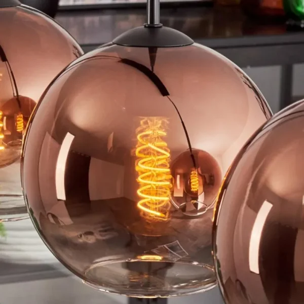 hofstein Koyoto Suspension Clair, Cuivré, 4 lumières* Lampes En Verre