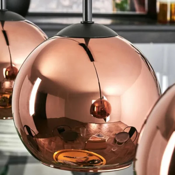 hofstein Koyoto Suspension Cuivré, 3 lumières* Lampes En Verre