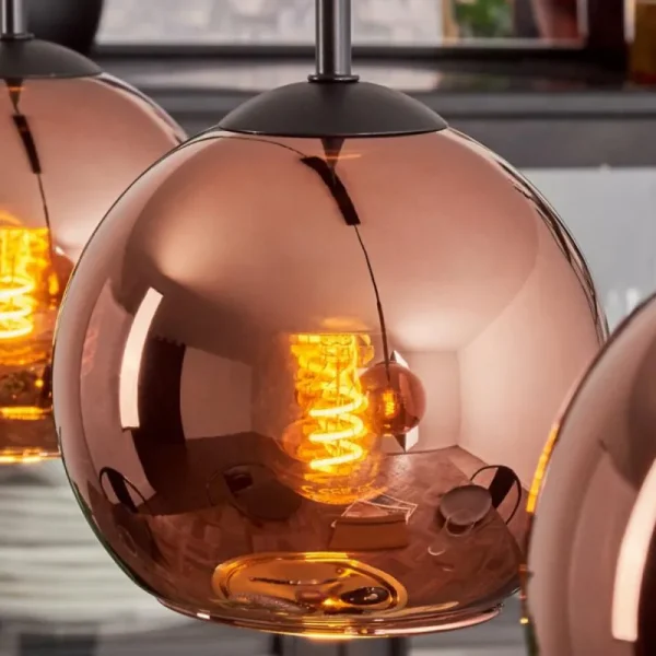 hofstein Koyoto Suspension Cuivré, 3 lumières* Lampes En Verre