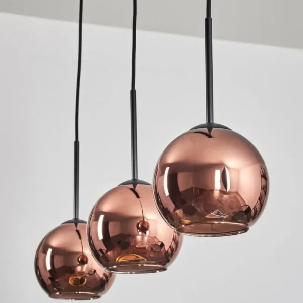 hofstein Koyoto Suspension Cuivré, 3 lumières* Lampes En Verre
