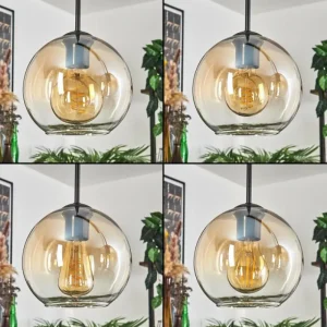 hofstein Koyoto Suspension Noir, 4 lumières* Lampes En Verre