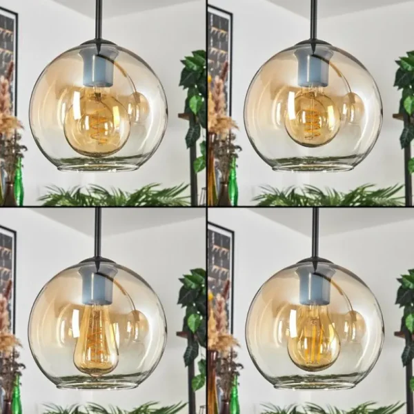 hofstein Koyoto Suspension Noir, 4 lumières* Lampes En Verre