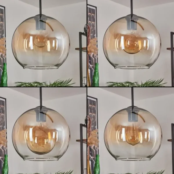 hofstein Koyoto Suspension Noir, 3 lumières* Lampes En Verre