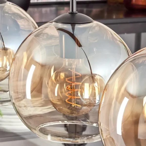 hofstein Koyoto Suspension Noir, 4 lumières* Lampes En Verre