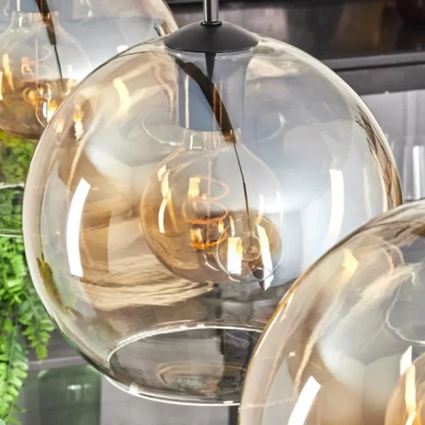 hofstein Koyoto Suspension Noir, 3 lumières* Lampes En Verre