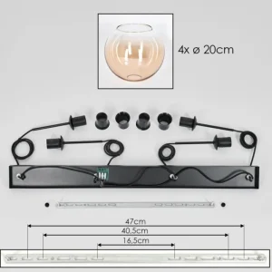 hofstein Koyoto Suspension Noir, 4 lumières* Lampes En Verre