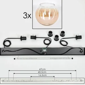 hofstein Koyoto Suspension Noir, 3 lumières* Lampes En Verre