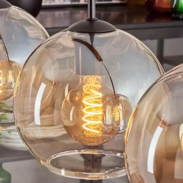 hofstein Koyoto Suspension Noir, 4 lumières* Lampes En Verre