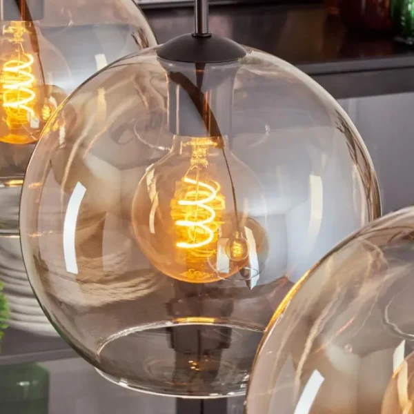 hofstein Koyoto Suspension Noir, 3 lumières* Lampes En Verre