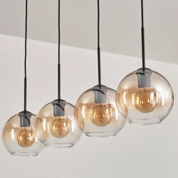 hofstein Koyoto Suspension Noir, 4 lumières* Lampes En Verre