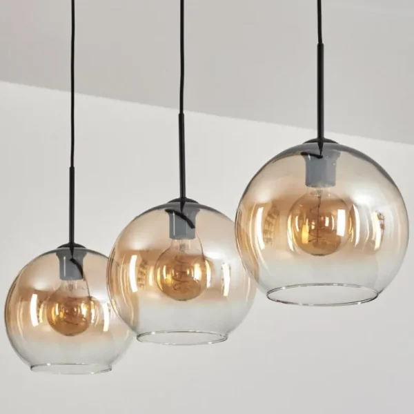 hofstein Koyoto Suspension Noir, 3 lumières* Lampes En Verre