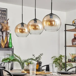 hofstein Koyoto Suspension Noir, 3 lumières* Lampes En Verre