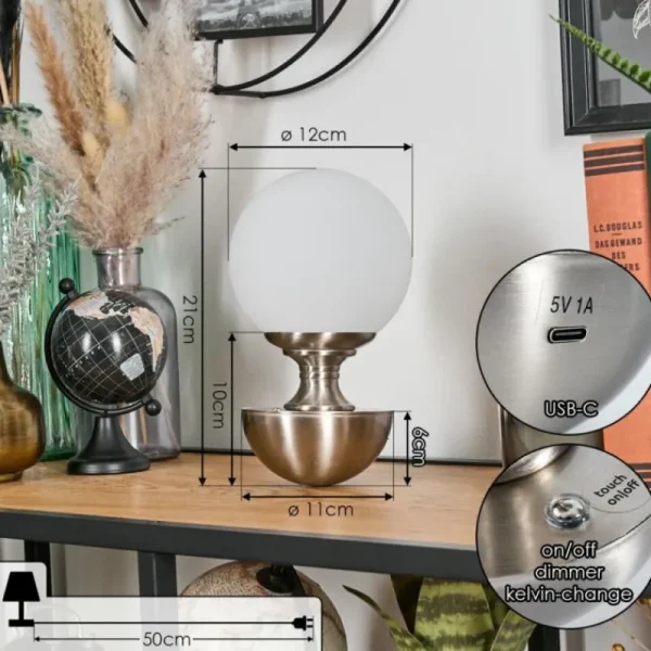 hofstein Lakolk Lampe à poser LED Nickel mat, 1 lumière* Lampes Modernes