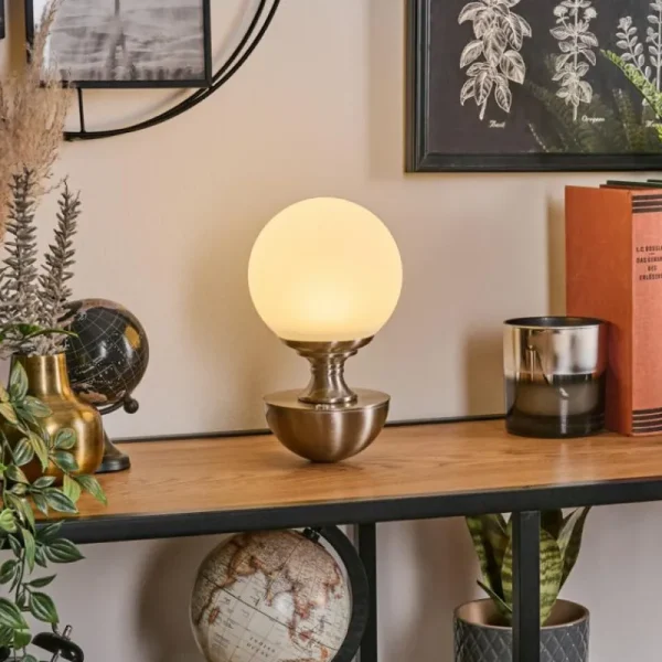hofstein Lakolk Lampe à poser LED Nickel mat, 1 lumière* Lampes Modernes