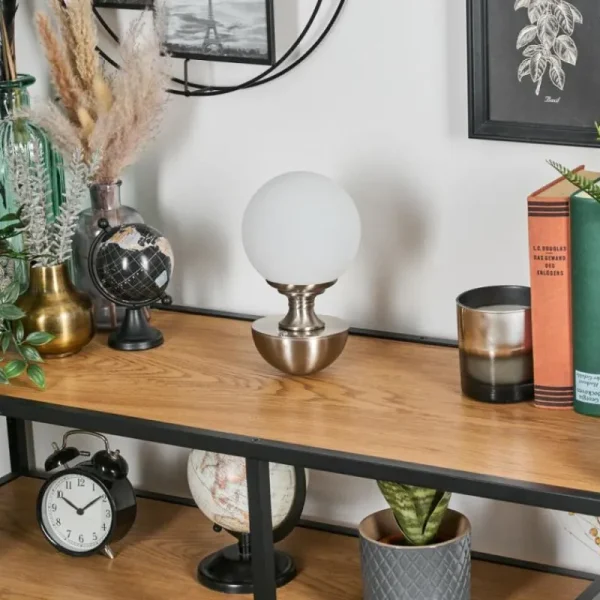 hofstein Lakolk Lampe à poser LED Nickel mat, 1 lumière* Lampes Modernes