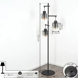 hofstein Lampadaire Gafa Noir, 3 lumières* Lampes Modernes