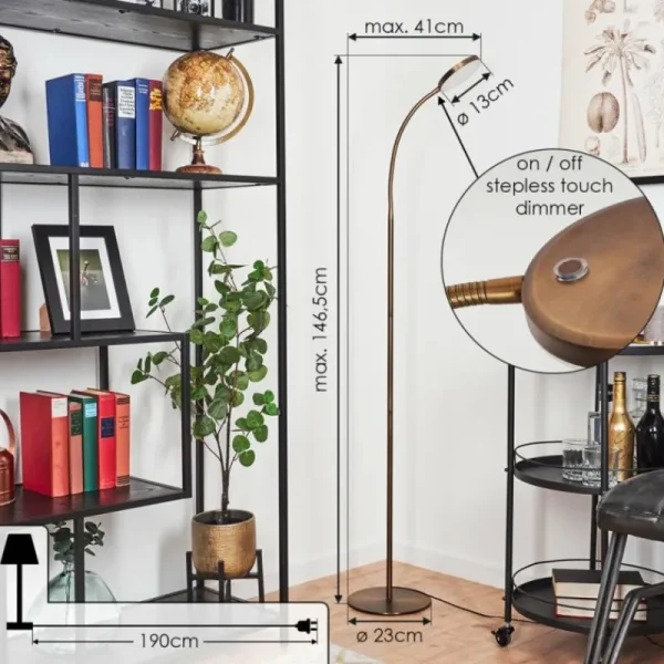 hofstein Lampadaire Haltia LED Bronze, 1 lumière* Lampes En Verre