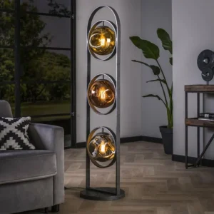 hofstein Lampadaire Stellar Anthracite, 3 lumières* Lampes En Verre